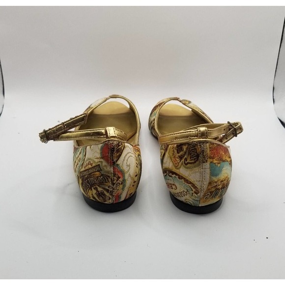 Carlos Santana Flirt Multicolor Gold Accent Peep Toe Ankle Strap Flats Size 6 - Picture 5 of 12